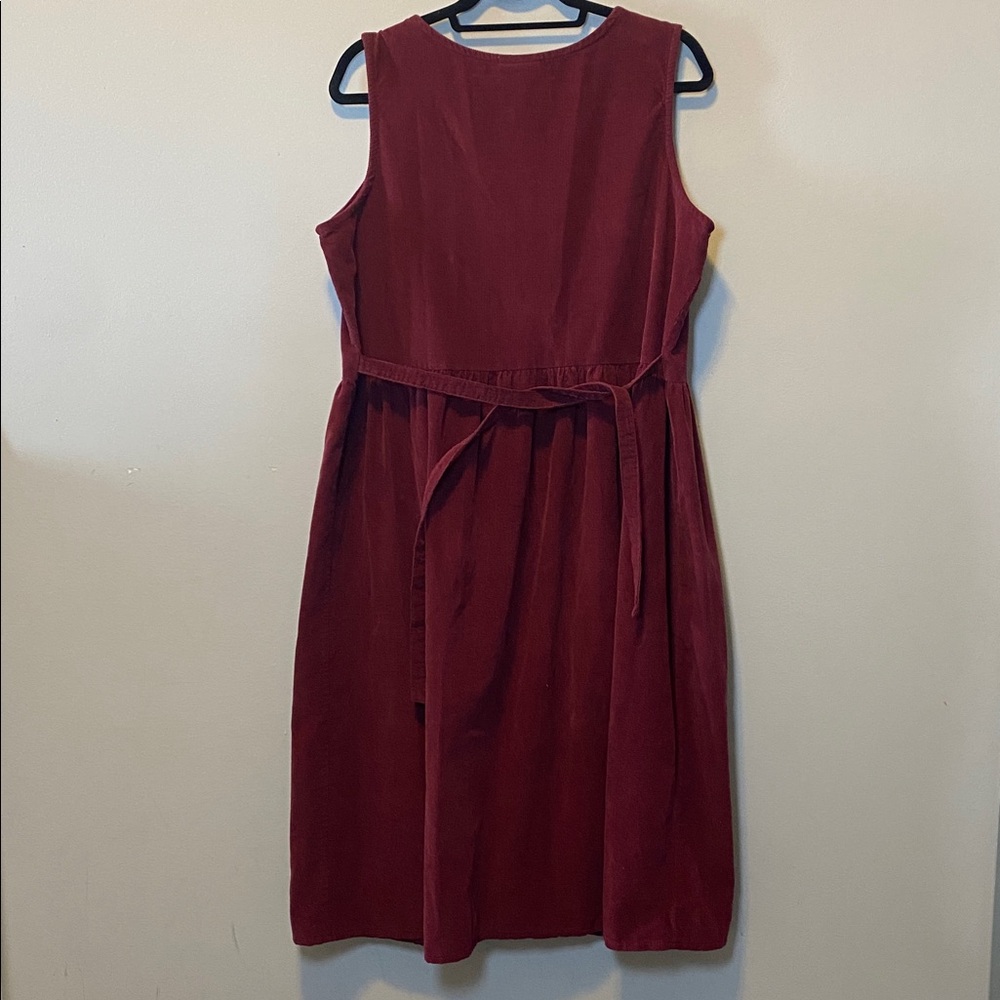The Vermont Country Store Corduroy Dress Women's Large Red Cotton Pinafore Midi - Picture 8 of 11